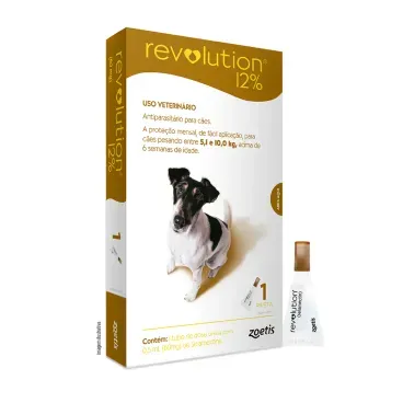 Antipulgas Revolution 12- para Caes de 5,1kg a 10kg 1 pipeta